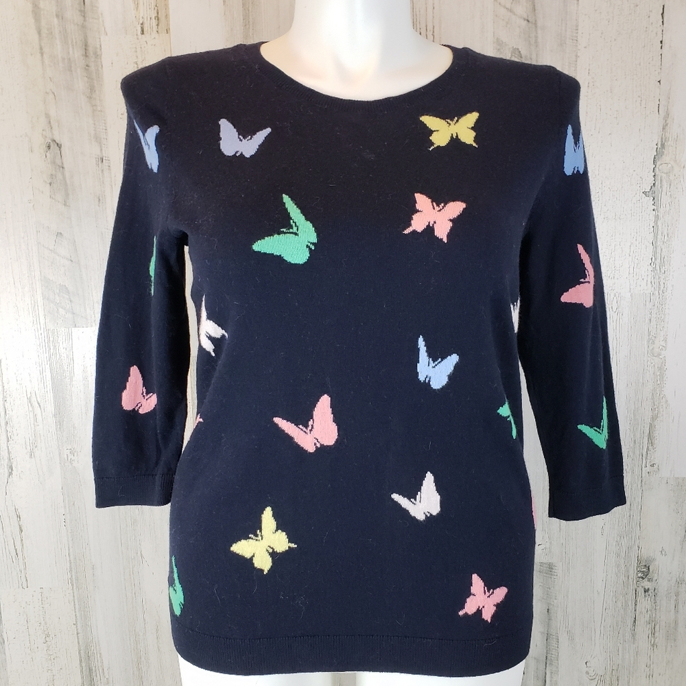 Talbots Navy Sweater with Butterfly Size 0X